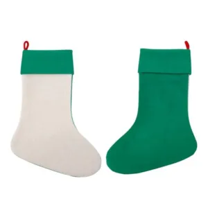 Linen Green Christmas Stocking - 30 x 45 cm