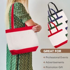 Red Canvas Tote Bag with Handles Gusset Sublimation Blank