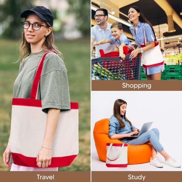 Red Canvas Tote Bag with Handles Gusset Sublimation Blank