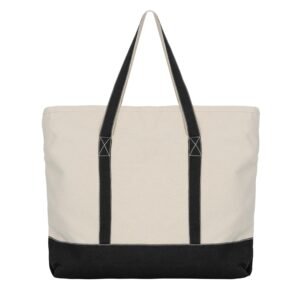 Black Extra Large Canvas Tote Bags with Zipper Sublimation Blank