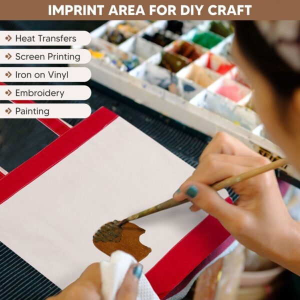 Red Canvas Tote Bag with Handles Gusset Sublimation Blank