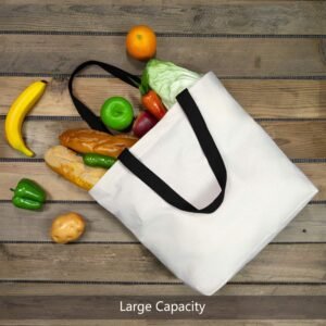 Black Nature Canvas Tote Bags with Magnetic Snap Reusable Grocery Shopping Bags Sublimation Blank