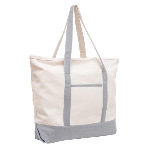 Gray Extra Large Canvas Tote Bags with Zipper Sublimation Blank