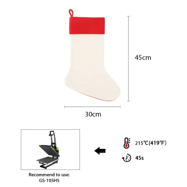 Linen Red Christmas Stocking - 30 x 45 cm