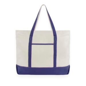 Navy Blue Extra Large Canvas Tote Bags with Zipper Sublimation Blank