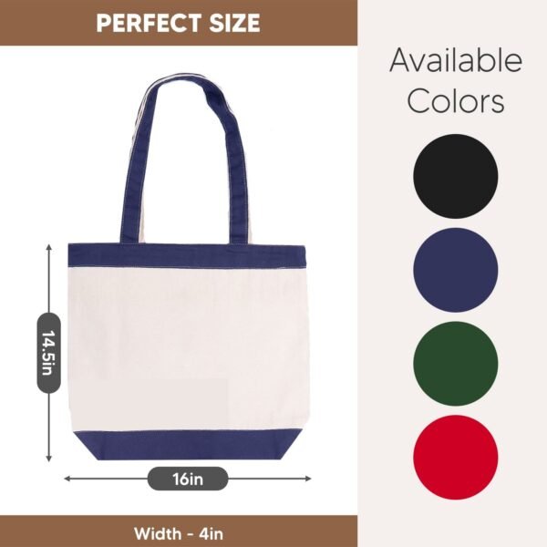 Navy Blue Canvas Tote Bag with Handles Gusset Sublimation Blank