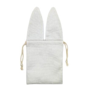 Blue Rabbit Ears Easter Linen Drawstring Bag
