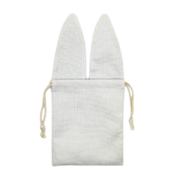 Blue Rabbit Ears Easter Linen Drawstring Bag