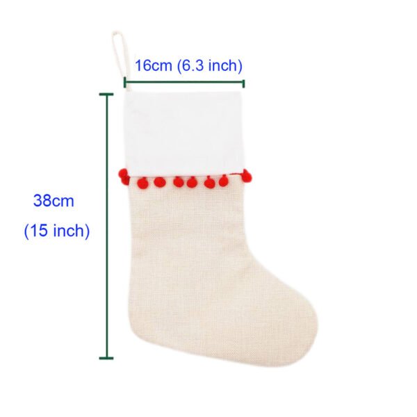Christmas Socks Linen Red Hydrangeas Sublimation Blank