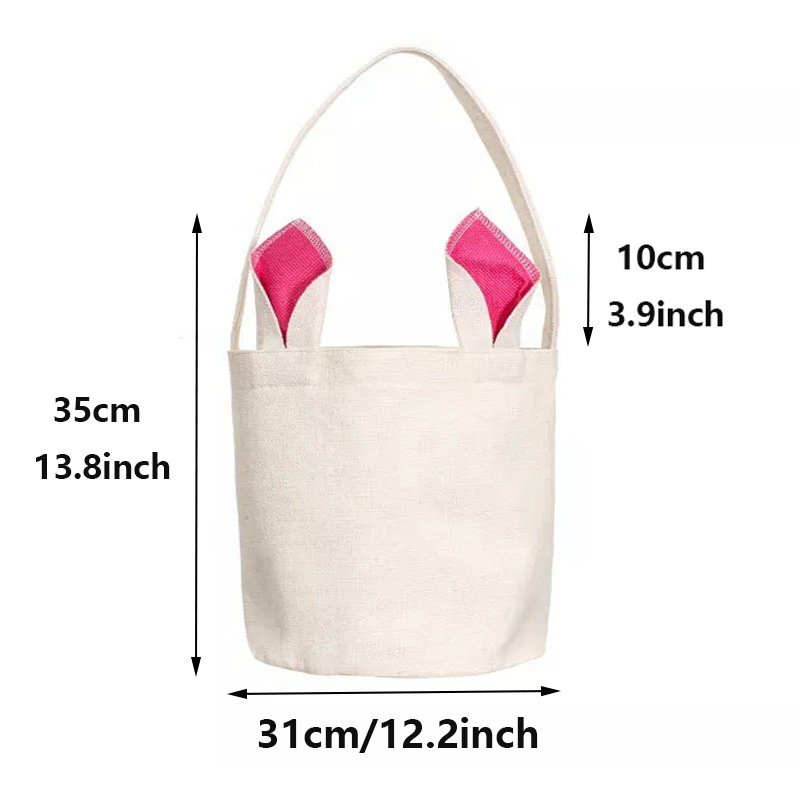 Red Rabbit Ears Linen Handbag Shopping Bag Sublimation Blank