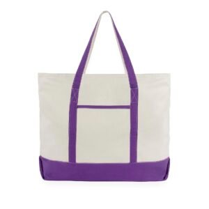 Purple Extra Large Canvas Tote Bags with Zipper Sublimation Blank