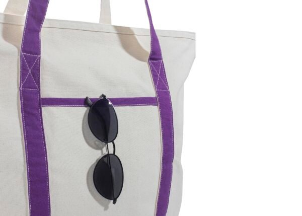 Purple Extra Large Canvas Tote Bags with Zipper Sublimation Blank