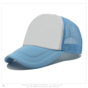 Lake Blue White Mesh Baseball Cap Trucker Hat Summer Outdoor Sun Protection LOGO Printing Wholesale