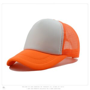 Orange White Mesh Baseball Cap Trucker Hat Summer Outdoor Sun Protection LOGO Printing Wholesale