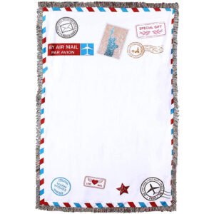 Stamps Letters Tassel Double Layer Blanket 40″x 60″ Sublimation Blank