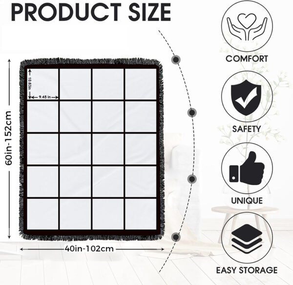 Sublimation Blank 20 Panel Blanket with Tassels