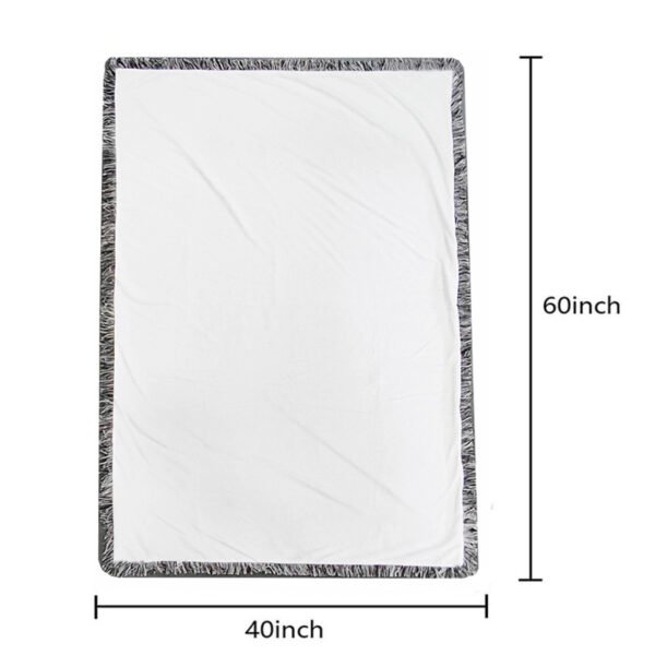 White Rectangle With Tassels Double Layer Blanket 40″x 60″ Sublimation Blank