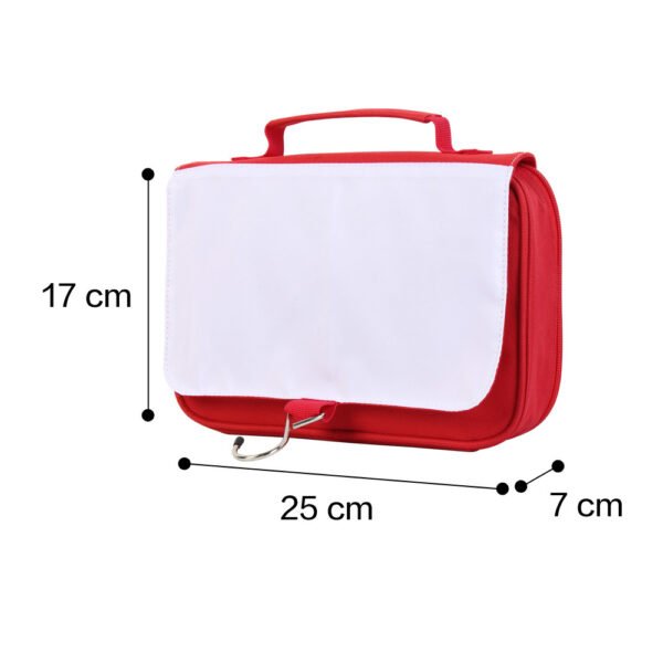 Red Hanging Hook Makeup Bags Toiletry Pouch with Removable Flap for Sublimation