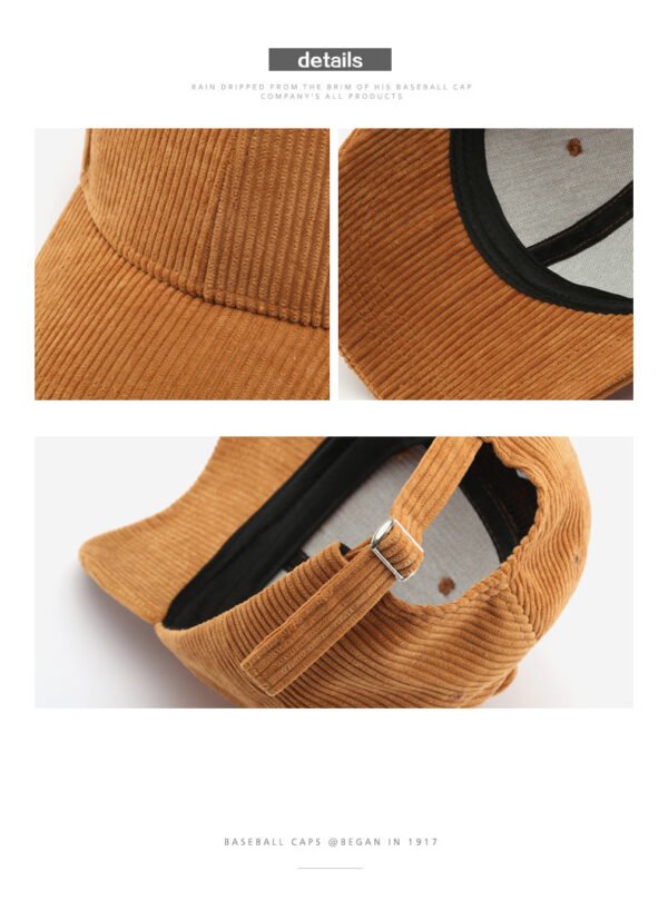 Corduroy Solid Color Baseball Cap Curved Brim Warm For Autumn And Winter Wholesale